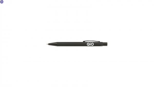 QIO Kugelschreiber; Schwarz, Soft-Touch Oberfläche, mit Clip, antimikrobielles Aluminium