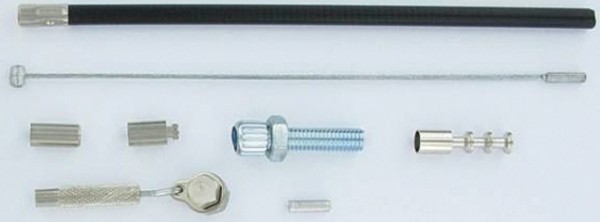 SLURF Schaltzug; SB-verpackt, Sturmey Archer-Universal, 2,5m lang, Ø 1,2mm; Kpl. mit Außenhülle, Stellschraube, Fixierhülse und Endhülse, SA933, Stahl