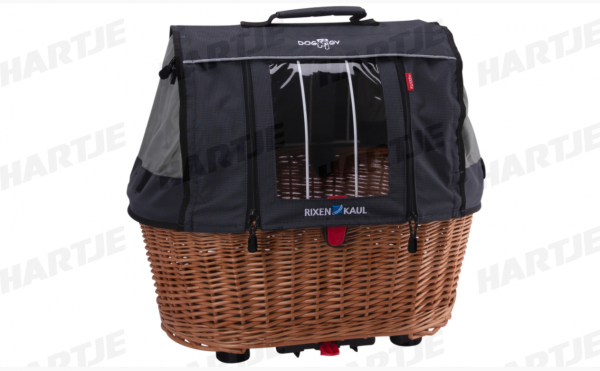 RIXEN &amp; KAUL H.R.-Tierkorb &quot;Doggy Basket Plus&quot;; Weide, für Racktime Gepäckträger, inkl. Halter, max. 10kg; Mit Drahtgitter, 2 Spezialgelenke mit V