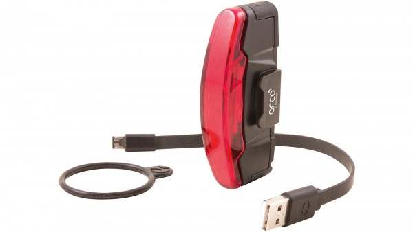SPANNINGA Akku-LED-Rücklicht &quot;Arco Rear&quot;; SB-verpackt, Sattelstützbefestigung oder an der Sitzstrebe, USB, mit deutschem Prüfzeichen; 1 rote COB LED (