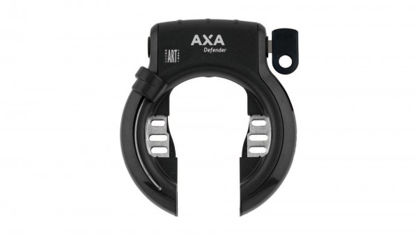 AXA Sicherheits-Rahmenschloss &quot;Defender&quot;; Nicht abziehbarer Schlüssel, mit Plug-In Funktion; ART**-Zertifizierung, Reifendurchlass: 49mm, Anti-Bohr-Zy