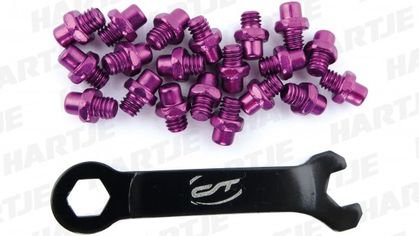 CONTEC MTB-Pedalpins &quot;R-Pins Select&quot;; SB-verpackt, Aluminium, z.B. für Pedal 2Black, 2White; 20 Stück, inkl. Schlüssel, Ultra violet