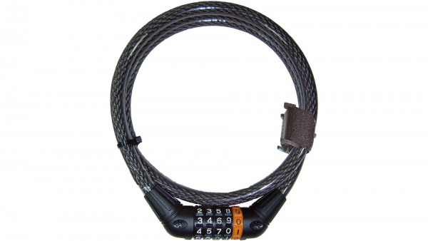 SECURITY PLUS Zahlen-Kabelschloss &quot;Z69&quot;; Ø 12mm, 150cm lang, mit Klett-Strap-Halterung; Mit 5 Stellringen, dadurch 100.000 mögliche Kombinationen, sch