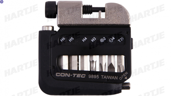 CONTEC Multifunktionswerkzeug &quot;Pocket Gadget - PG1&quot;; SB-verpackt, 8 Funktionen: 102,5g; 1 = T25 Innensechsrundschlüssel; 2 = 4mm Innensechskantschlüss