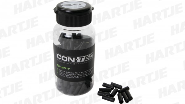 CONTEC Anschlaghülse &quot;Shift&quot;; PushFit, Flasche mit 150Stück, Kunststoff, für Ø 4mm Schaltzugaußenhüllen, schwarz