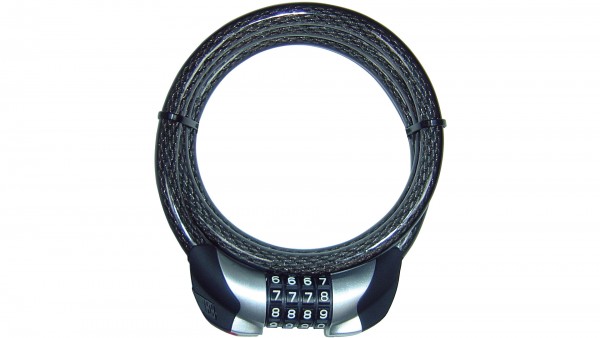 SECURITY PLUS Spiralkabelschloss "ZL72"; SB-verpackt, Kabel-Ø 12mm, 4-fache frei einstellbare Zahlenkombination; Mit beleuchteter Zahlenwalze, 120cm l