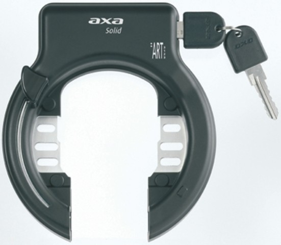 AXA Rahmenschloss &quot;Solid XL&quot;; Nicht abziehbarer Schlüssel, schwarz; ART**-Zertifizierung, Reifendurchlass: 58mm, gehärteter Stahlbügel, Anti-Bohr-Zyli