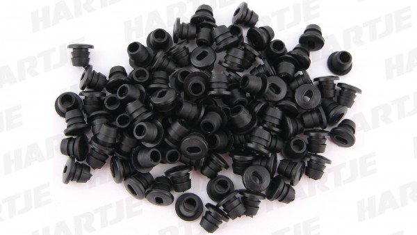 Schutznippel; Kunststoff, für Kabelverlegung, für 2 Kabel, für 5,5mm Bohrung für Doppelkabel; Preis per 100 Stück, Abgabe per Stück!; , schwarz, Preis