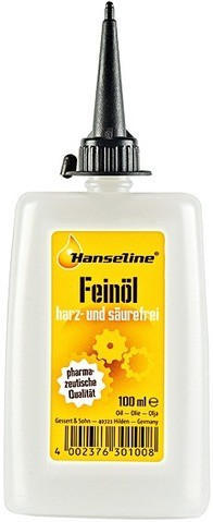 HANSELINE Feinmechaniköl; Geeignet für Schaltungsgelenke, Bremshebel und Umwerfer, hohe Alterungs- und Korrosionsbeständigkeit., 100ml Flasche, mit Sp