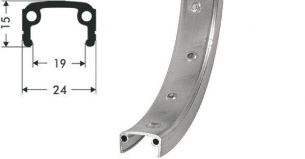 SCHÜRMANN Felge &quot;Alu Sport&quot;; 21-203 (12&quot; 1/2), 16 Loch; Aluminium, Kastenprofil; gepunzt, DV, silber matt