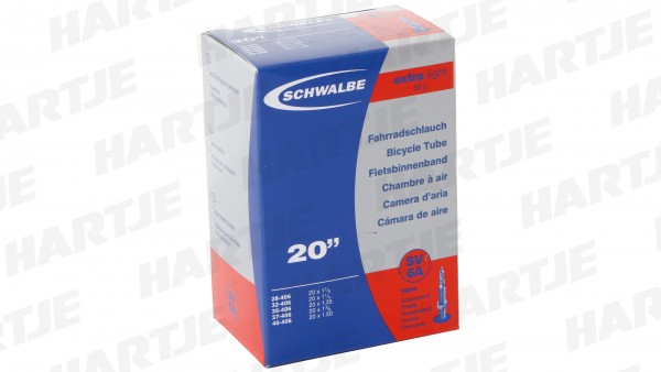 SCHWALBE Schlauch &quot;Nr.6A Extralight&quot;, 20&quot;; 23-406 20 x 7/8; 38-406 20 x 1 1/8; 32-406 20 x 1 1/4; 37-406 20 x 1 3/8; 40-406 20 x 1.50; Gewicht 95g, Sc